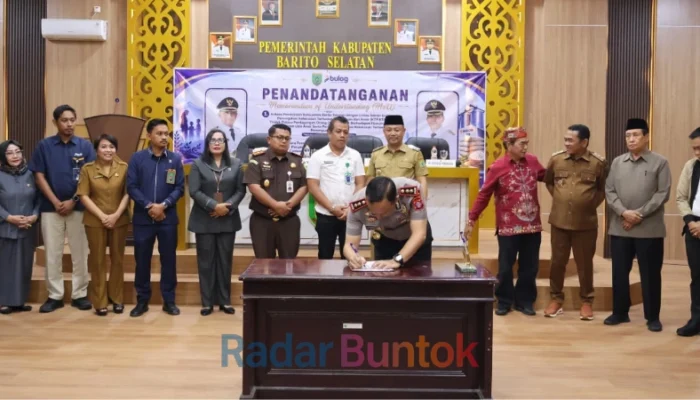 Kapolres Barsel bersama Forkopimda Tandatangani MoU Ketahanan Pangan serta Perlindungan Perempuan dan Anak